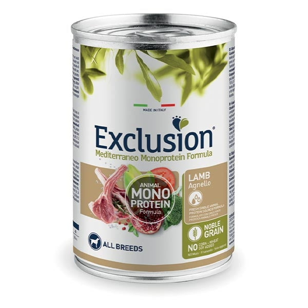 Exclusion Dog Mediterraneo Monoprotein Lattina 400g