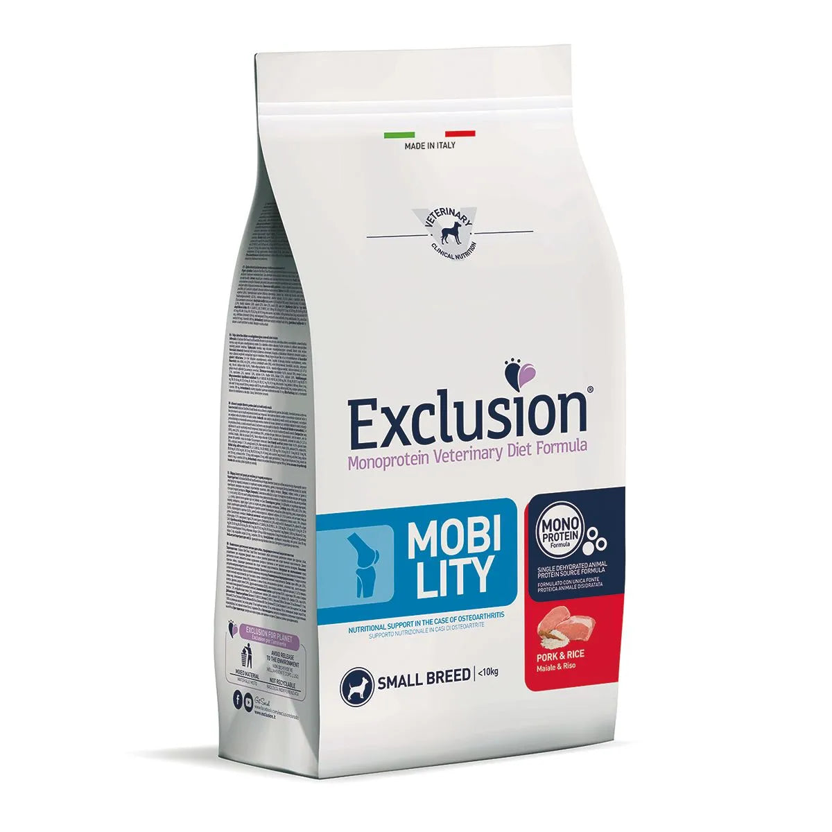 Exclusion Dog Diet Mobility Small Breed Maiale 2kg