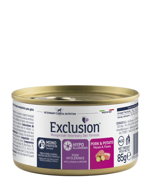 EXCLUSIONI HYPOALLERGENIC GATTO 85gr Maiale e Patate