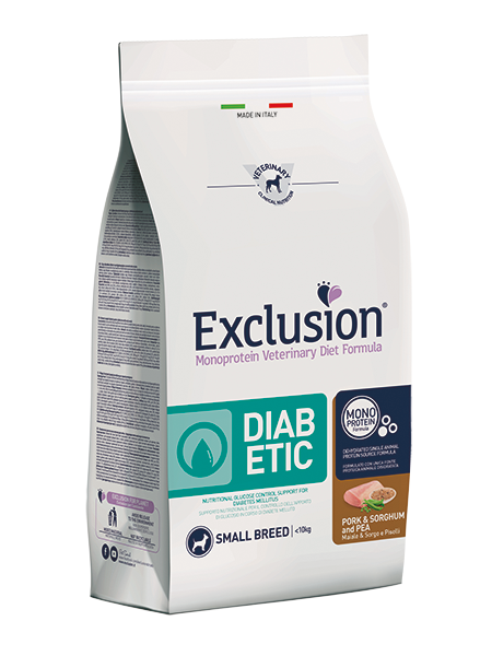 Exclusion Dog Diet Diabetic Small Breed Maiale Sorgo e Piselli