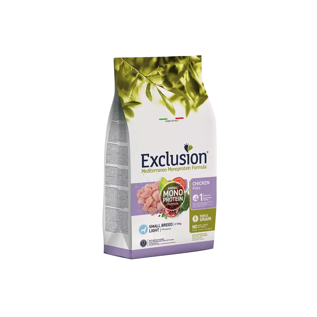 Exclusion Cane Mediterraneo Monoprotein Adulto Small Light Pollo