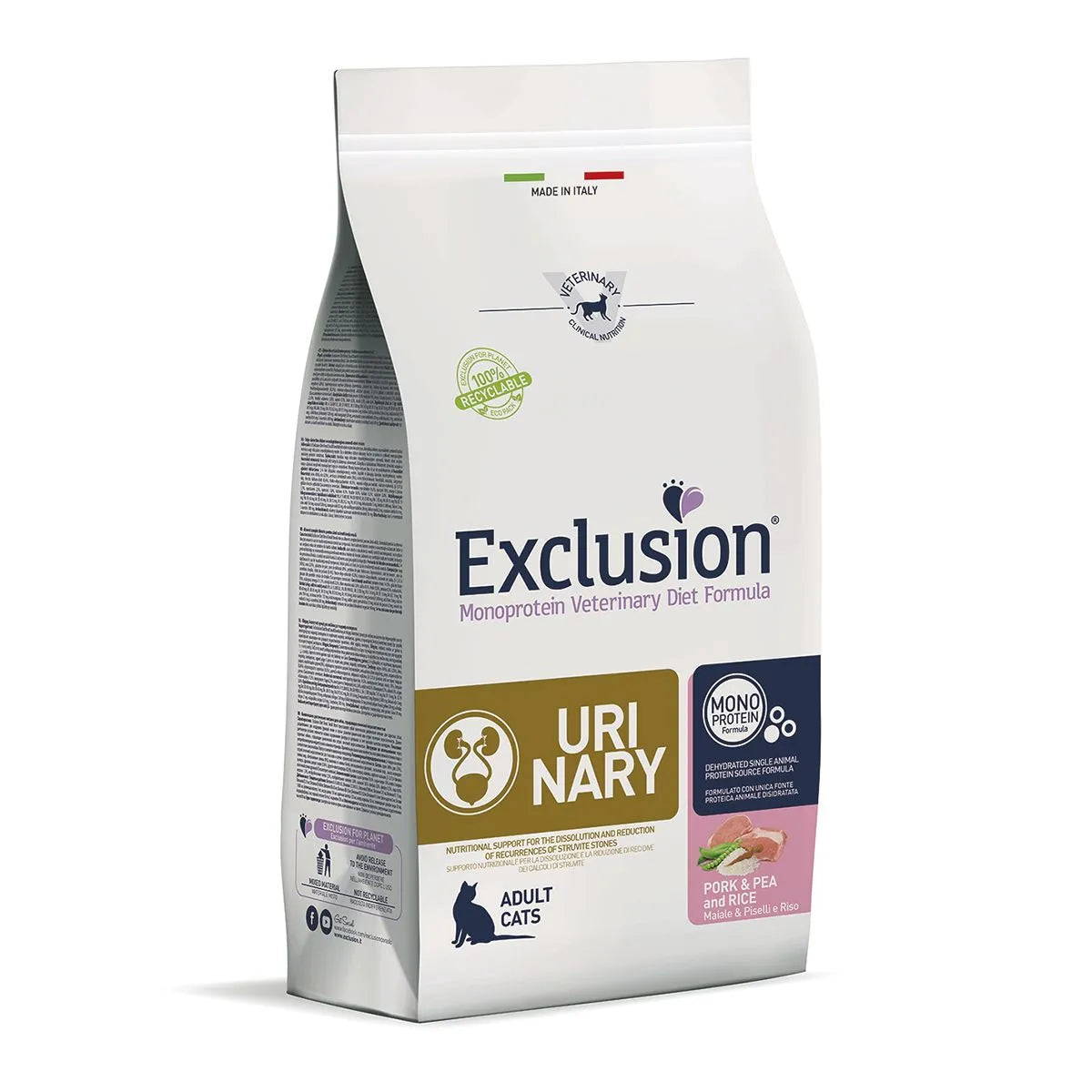 Exclusion Gatto Diet Urinary Maiale Piselli e Riso