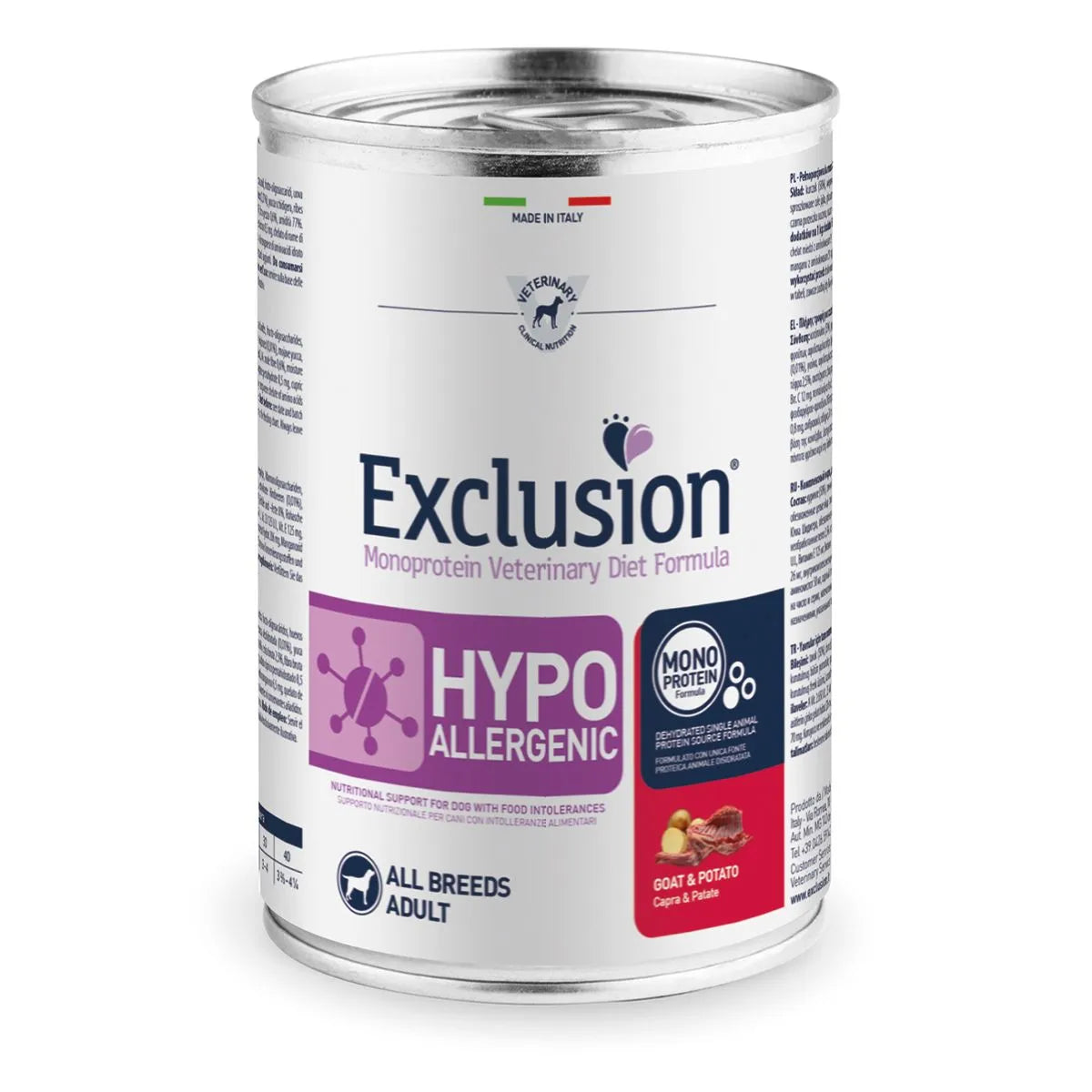 Exclusion Dog Diet Hypoallergenic All Breeds Lattina 400G