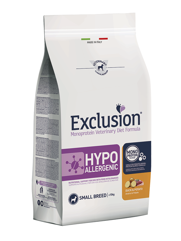 Exclusion Dog Diet Hypoallergenic Small Anatra e Patate
