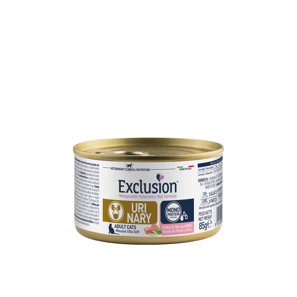EXCLUSION URINARY GATTO MAIALE PISELLI E RISO 85GR