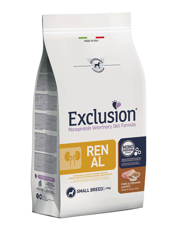 Exclusion Dog Renal Small Breed Maiale Sorgo e Riso